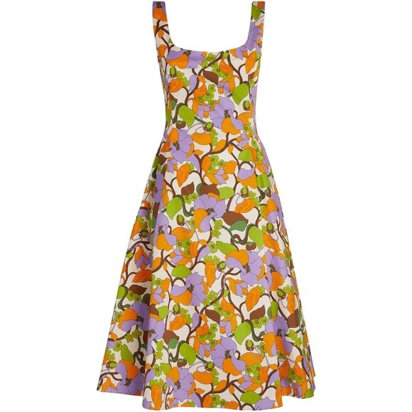 LA DOUBLEJ Sophia floral-print stretch-cotton twill midi dress - Picture 1 of 3